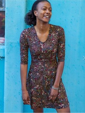 Title Nine Dream 3/4 Sleeve Dress Giverny Fit and Flare Floral Print NWT S